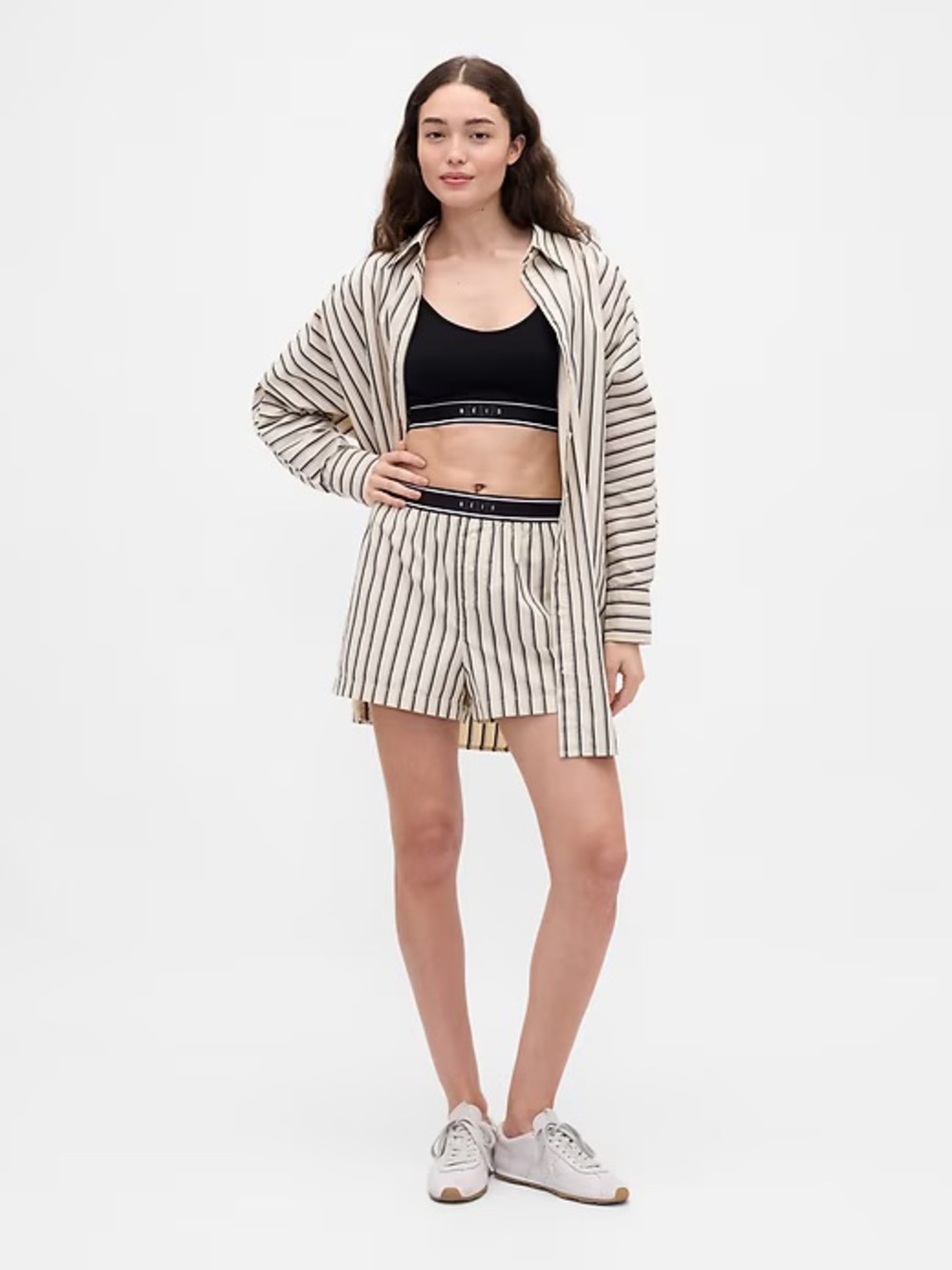 Gap x BEIS cotton poplin stripe boxer shorts NWT - Picture 2 of 7